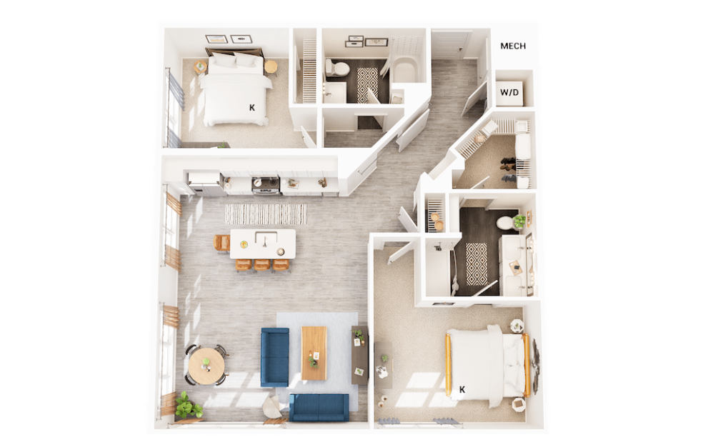 Broadstone SoBro Two Bedroom Floor Plan