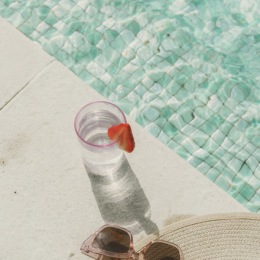 a drink beside the pool